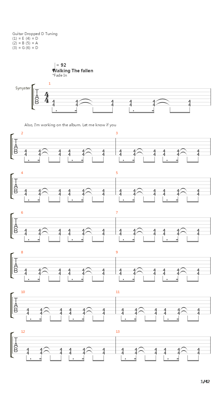 Waking The Fallen吉他谱