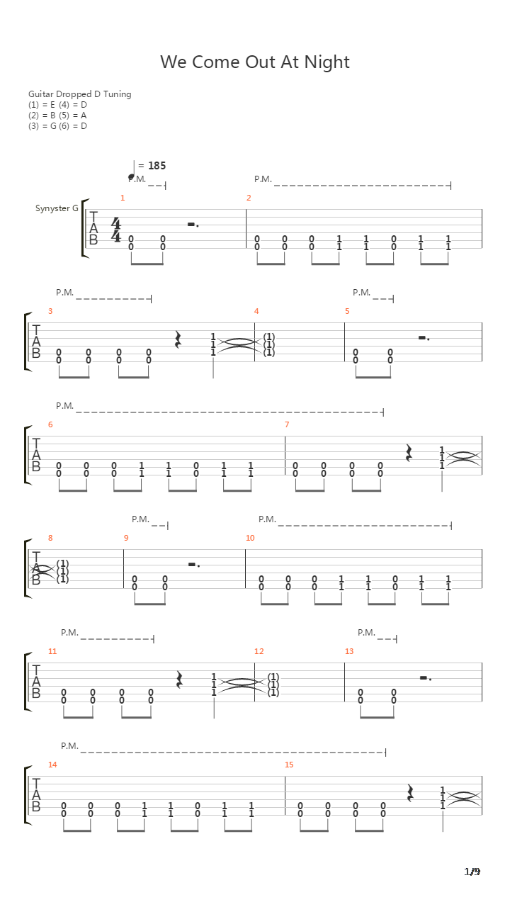 We Come Out At Night吉他谱