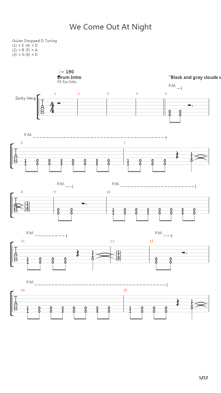 We Come Out At Night吉他谱