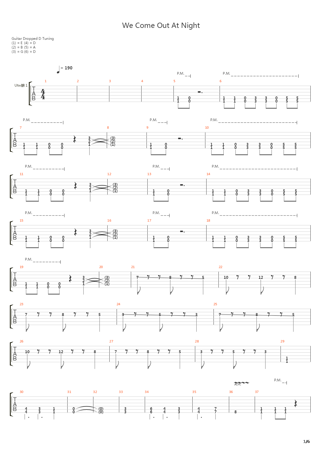 We Come Out At Night吉他谱