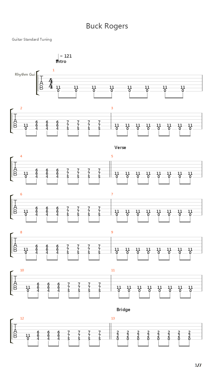 Buck Rogers吉他谱