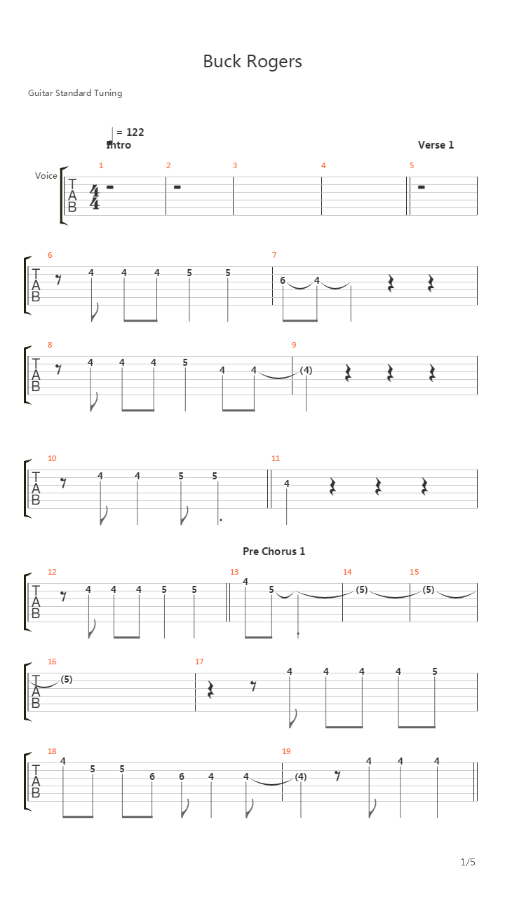 Buck Rogers吉他谱