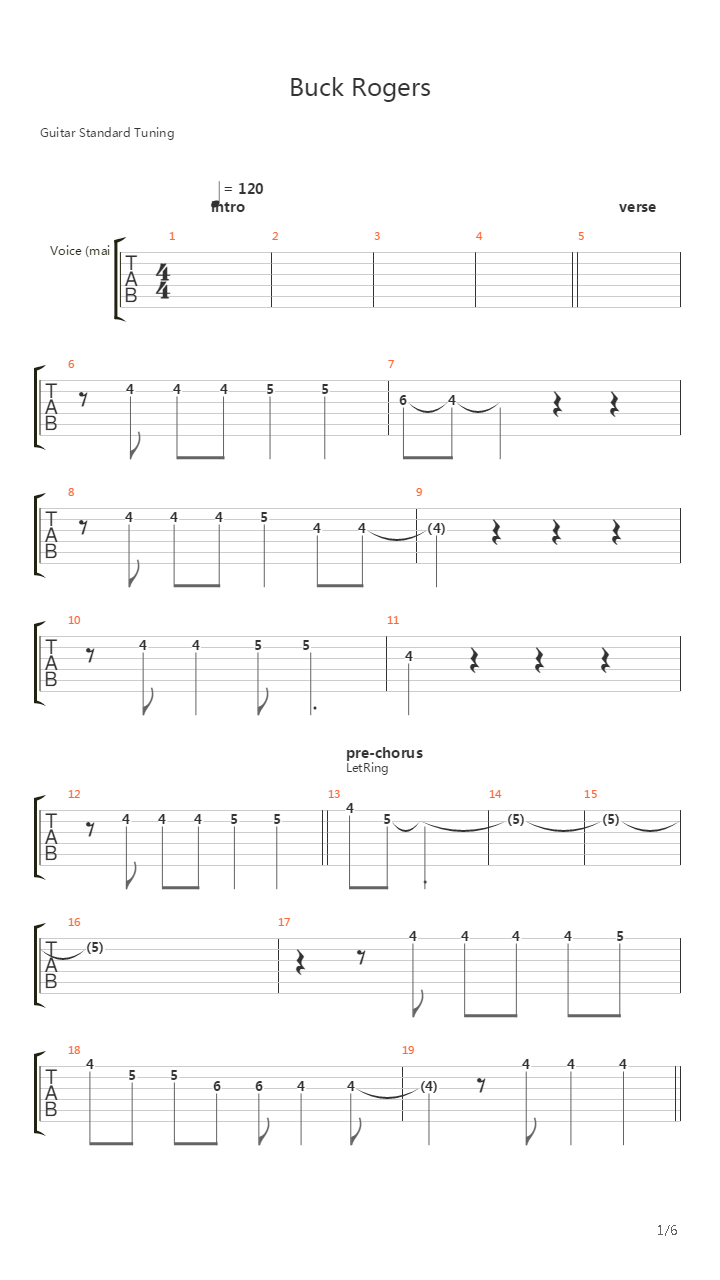 Buck Rogers吉他谱