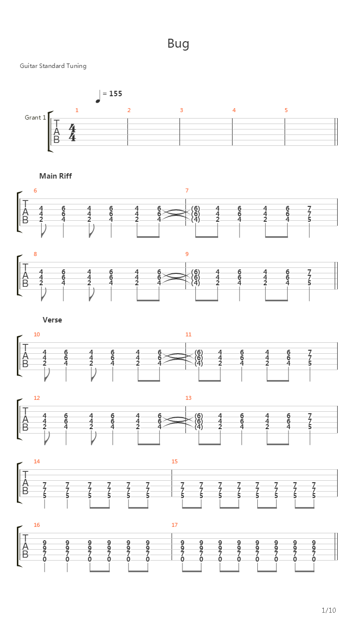 Bug吉他谱