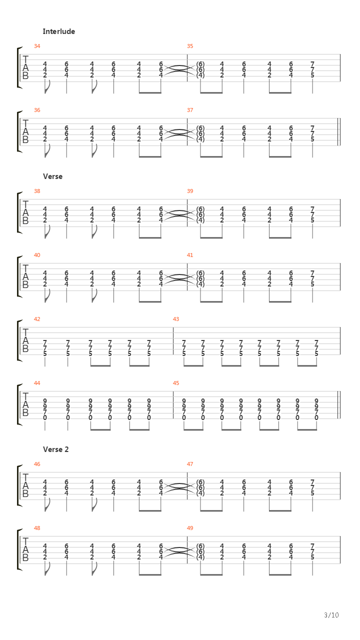 Bug吉他谱