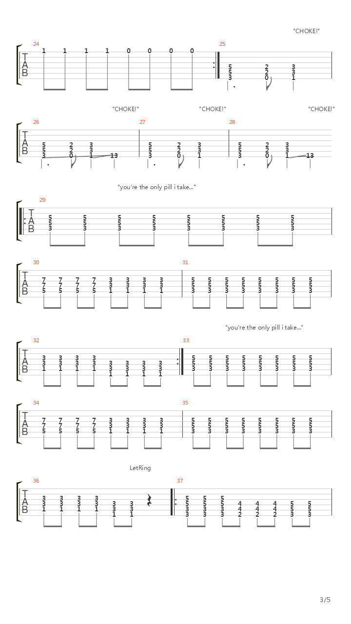 Choke吉他谱