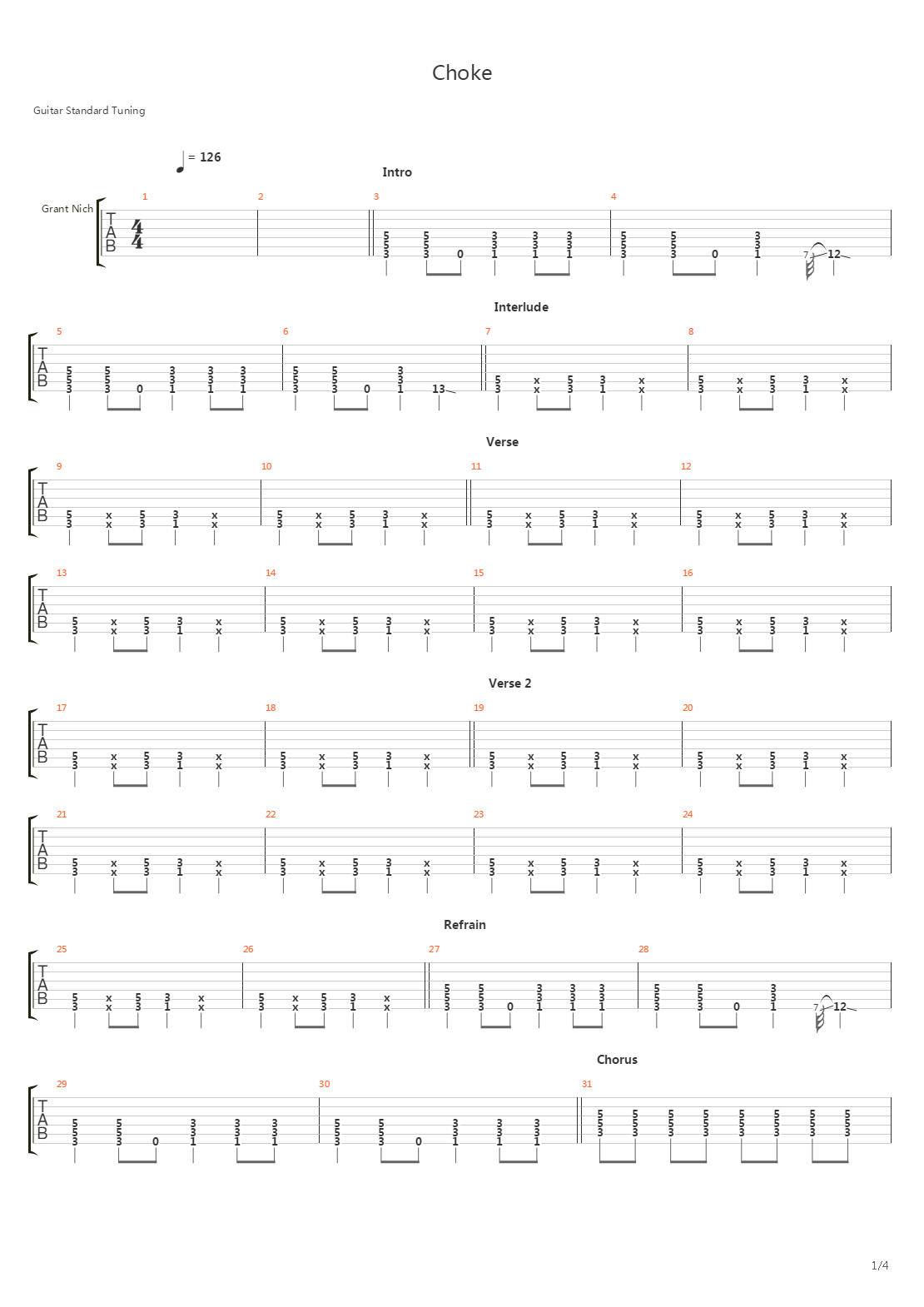 Choke吉他谱