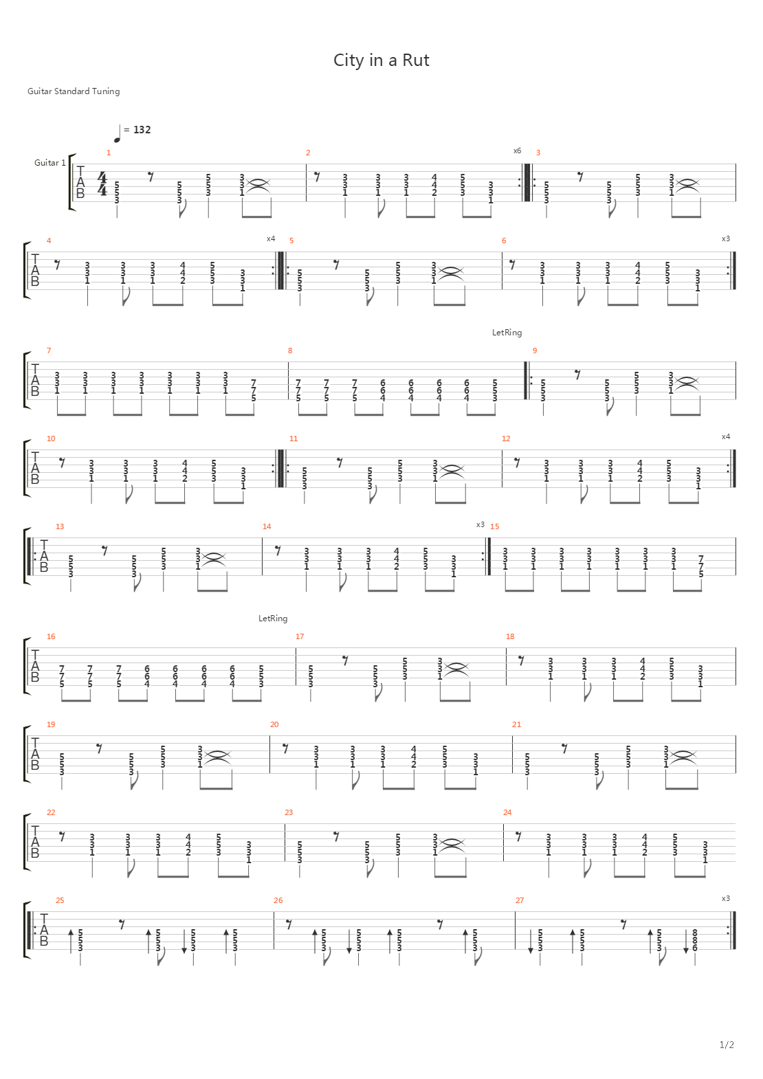 City In A Rut吉他谱