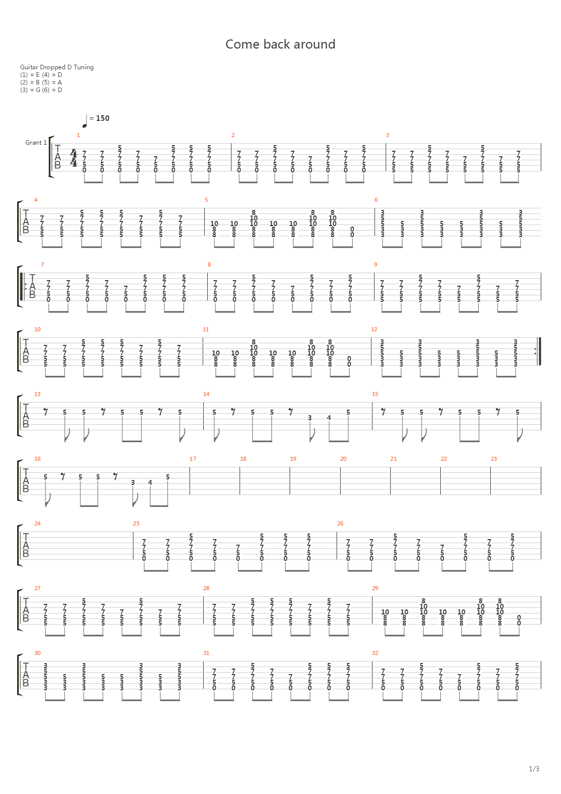 Come Back Around吉他谱