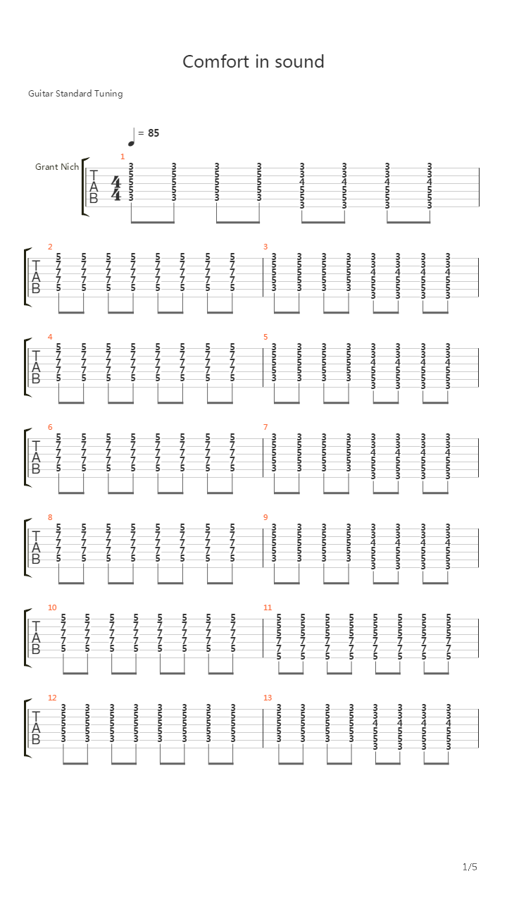 Comfort In Sound吉他谱