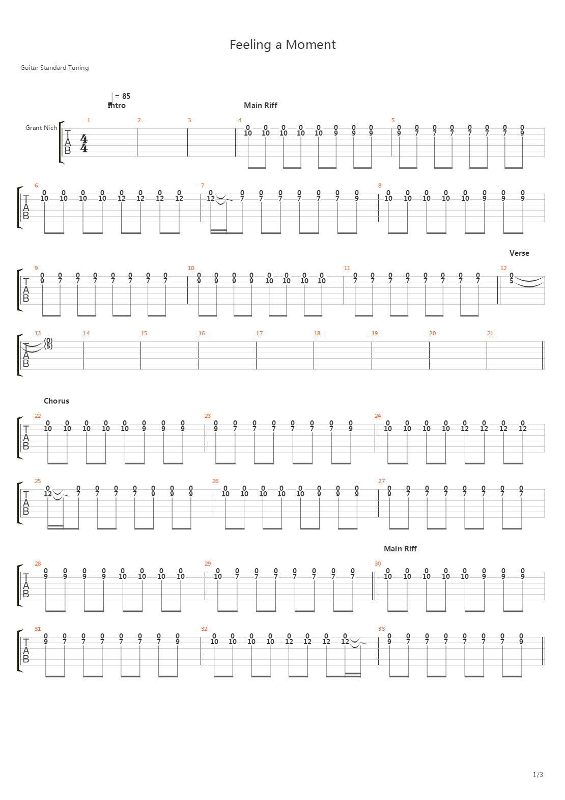 Feeling A Moment吉他谱
