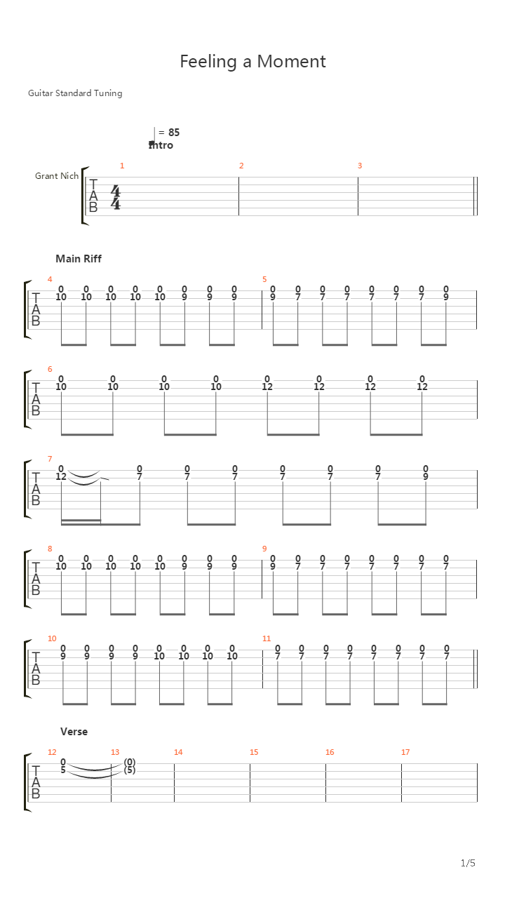 Feeling A Moment吉他谱