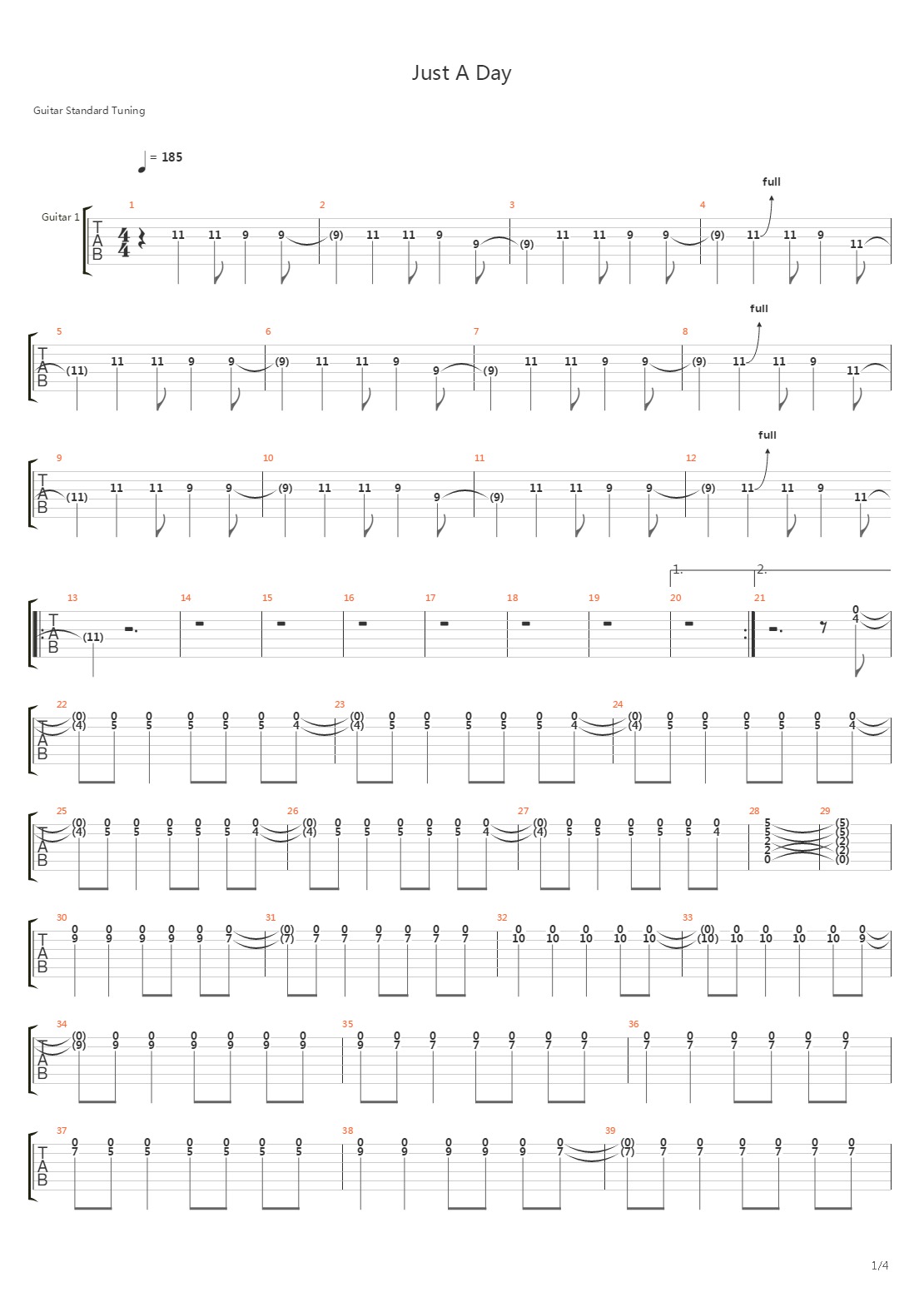 Just A Day吉他谱