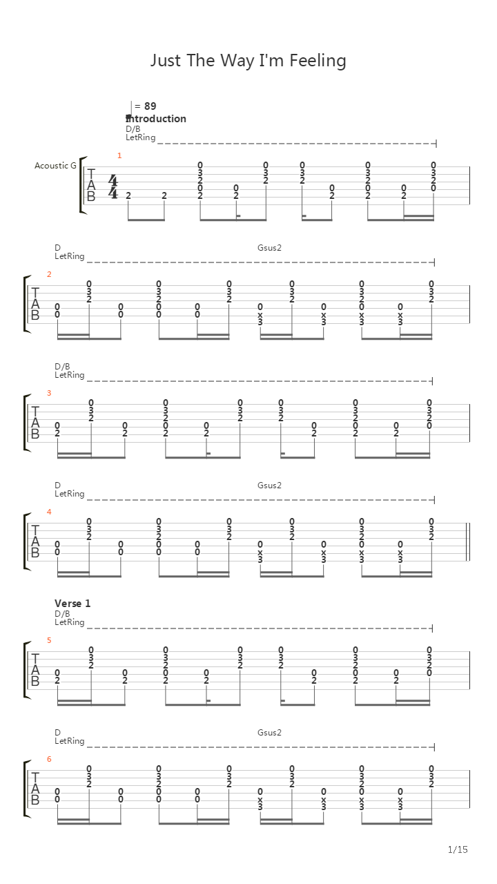 Just The Way Im Feeling吉他谱