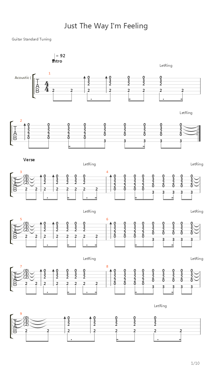 Just The Way Im Feeling吉他谱