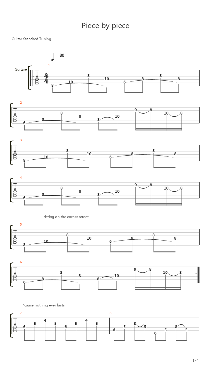 Piece By Piece吉他谱