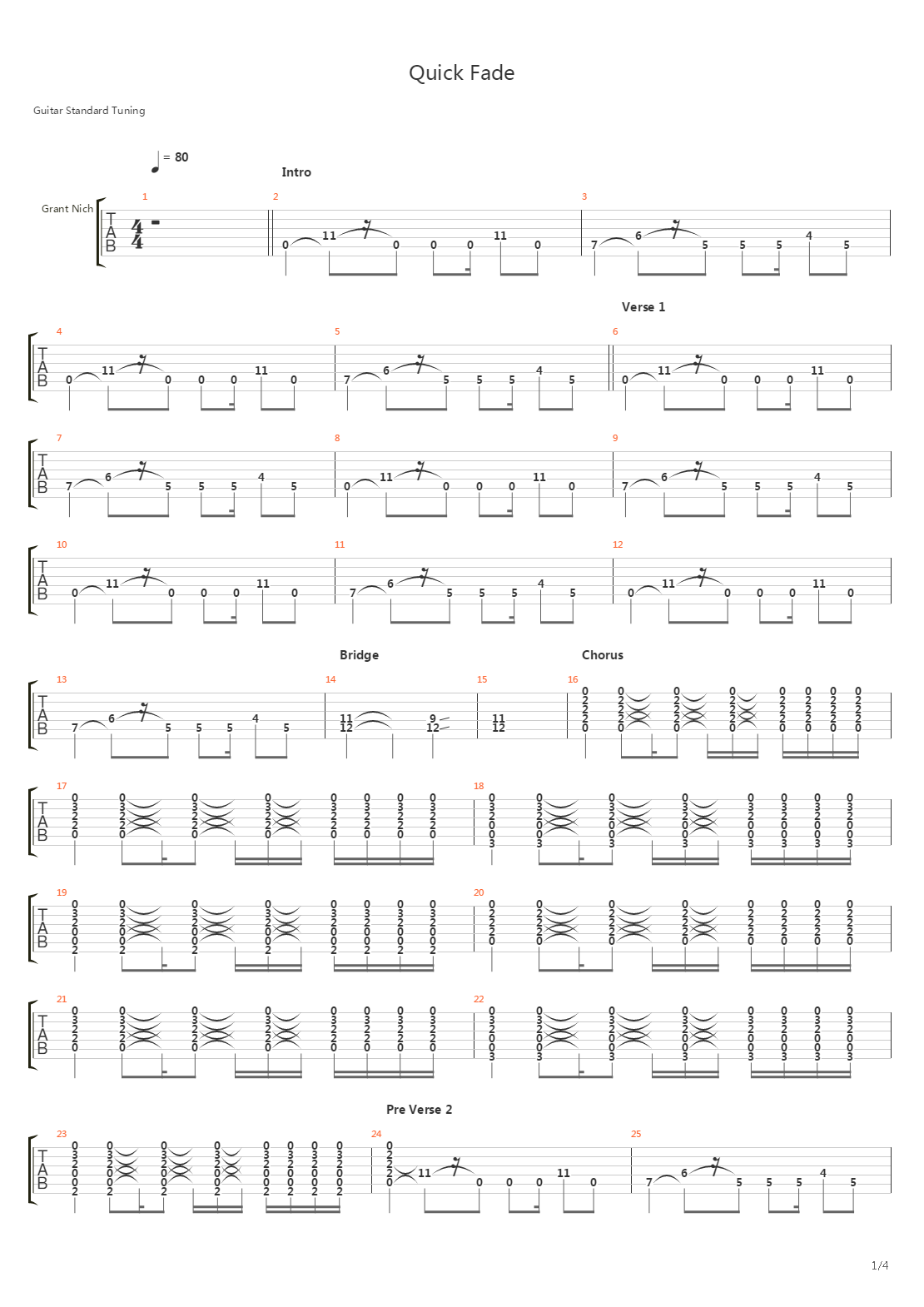 Quickfade吉他谱