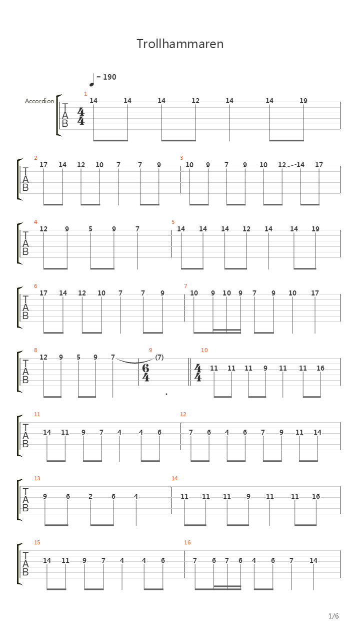 Trollhammaren吉他谱