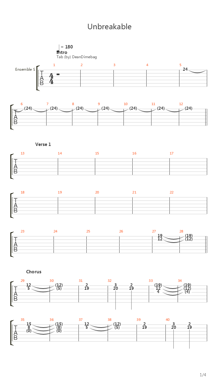 Unbreakable吉他谱