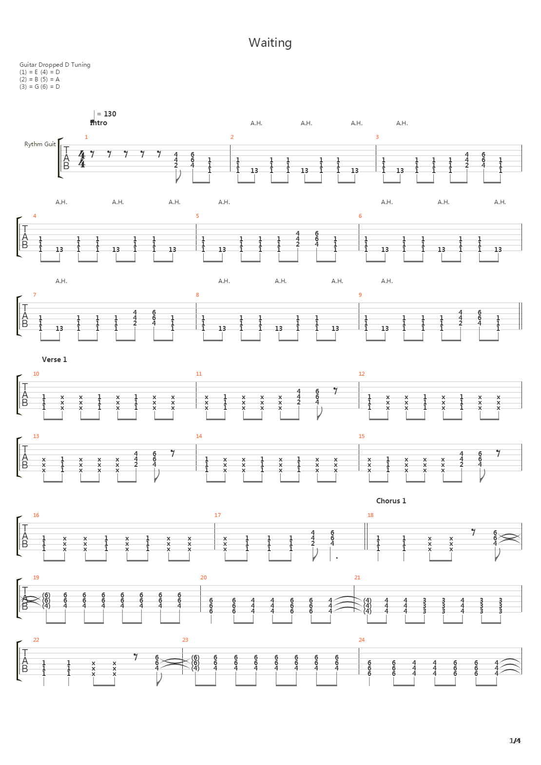 Waiting吉他谱