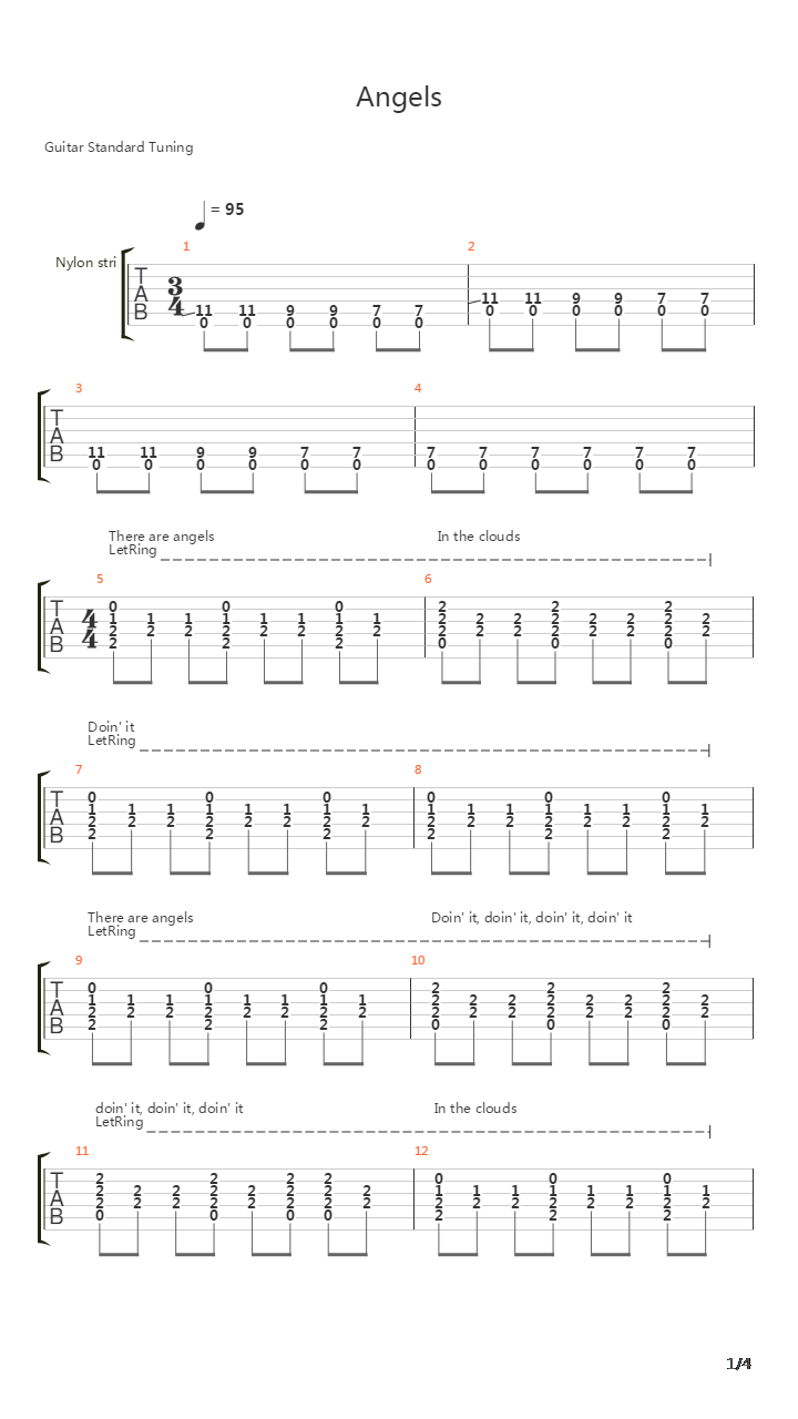Angels吉他谱