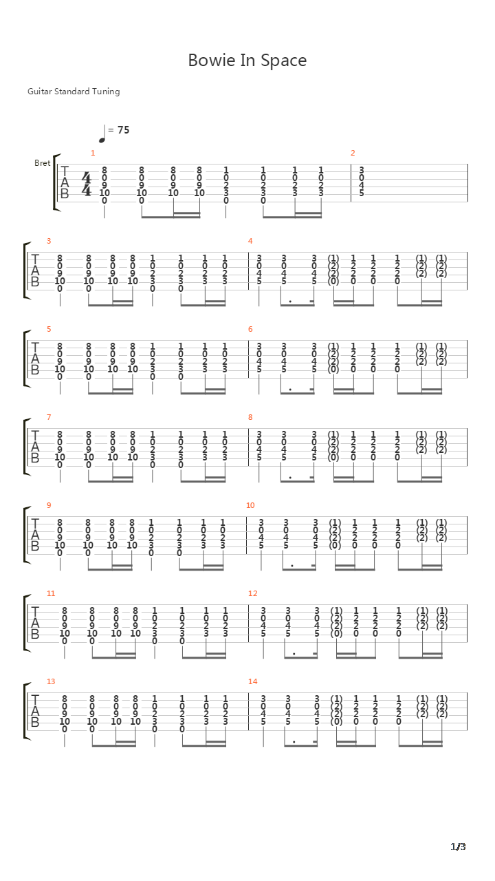 Bowie吉他谱