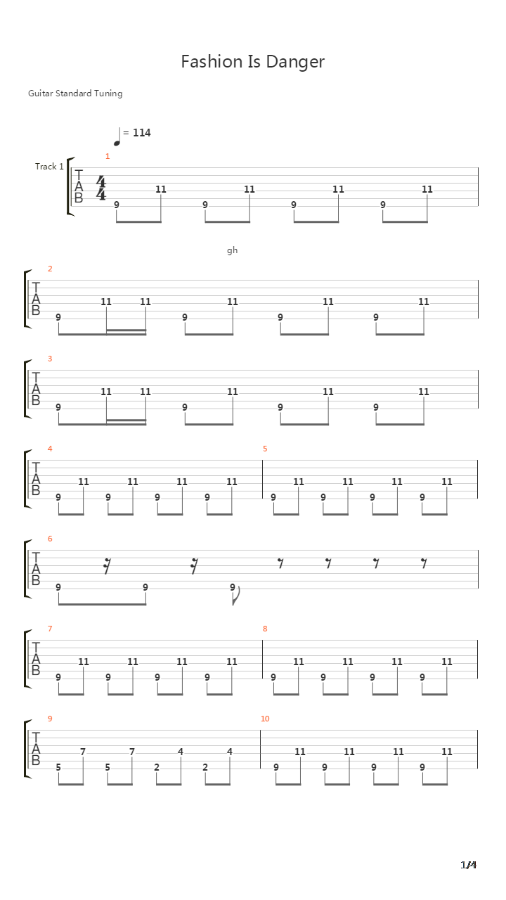 Fashion Is Danger吉他谱