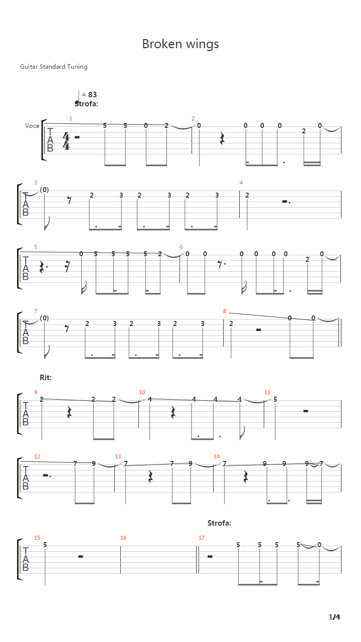 Broken Wings吉他谱