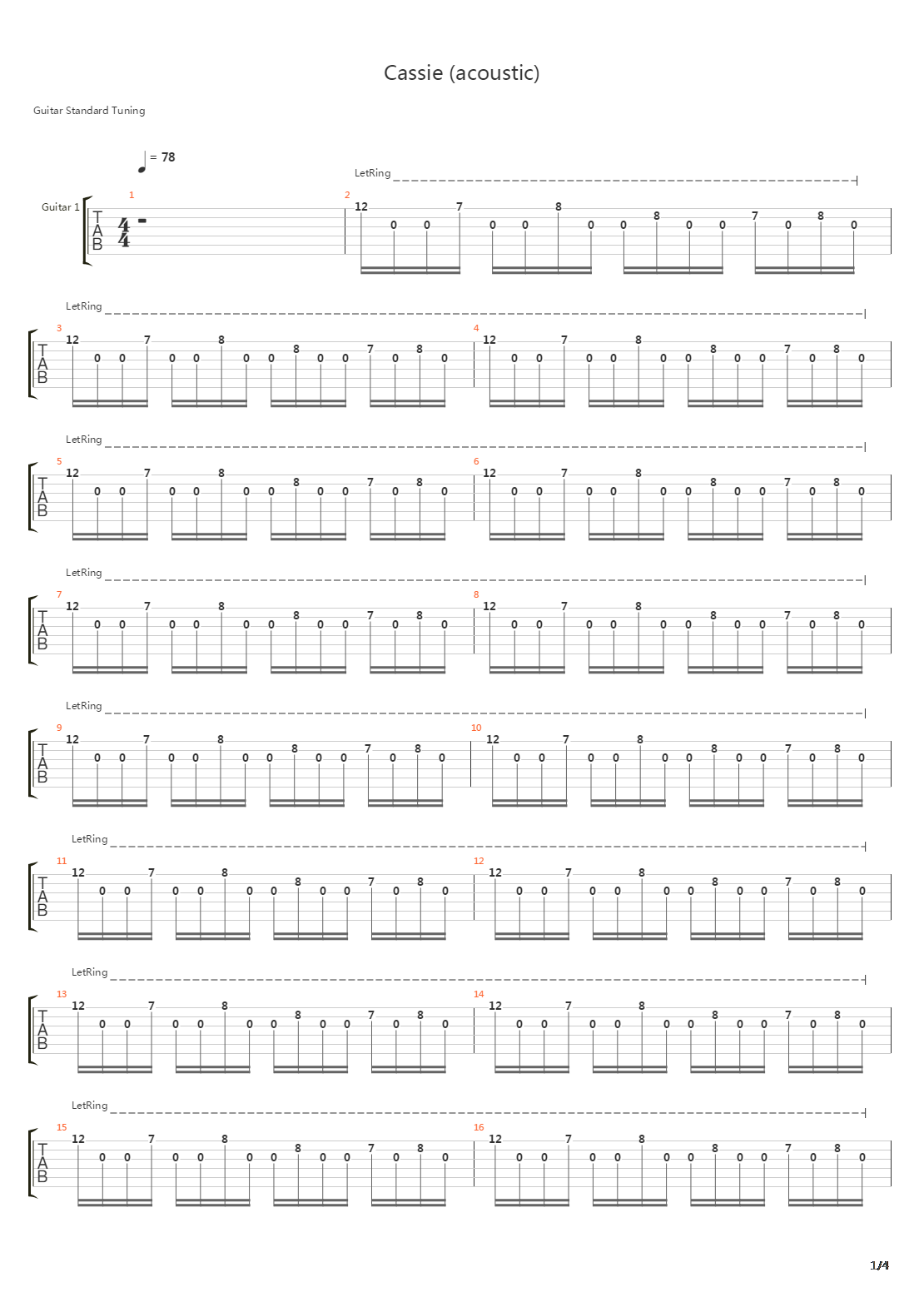 Cassie吉他谱