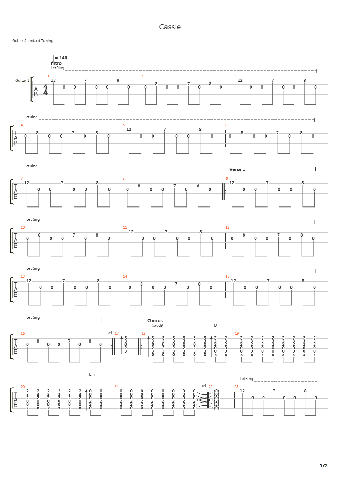 Cassie吉他谱