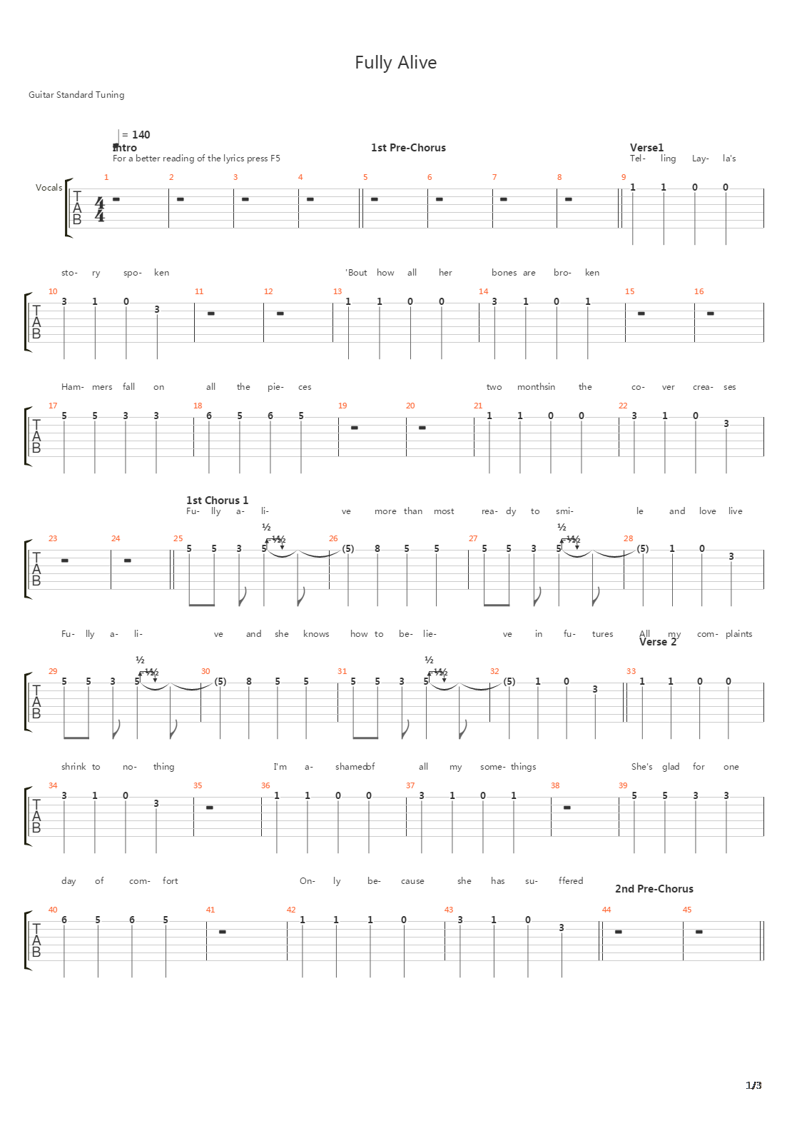 Fully Alive吉他谱