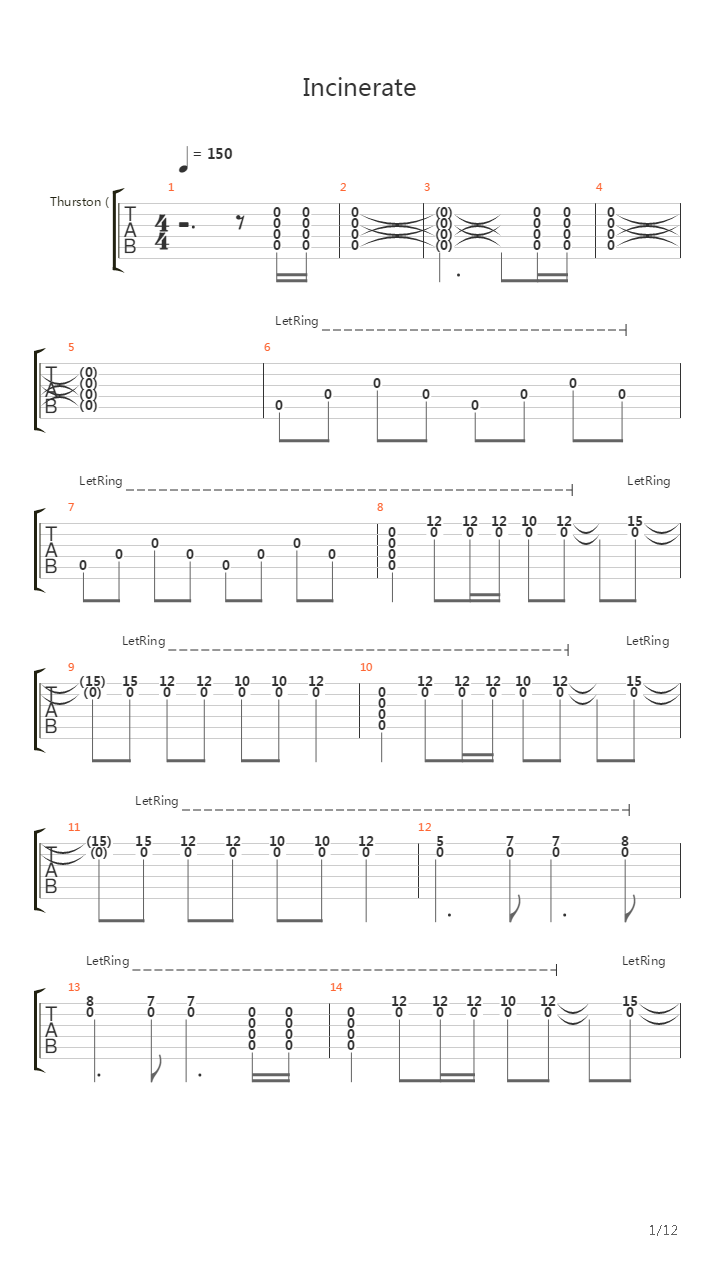 incinerate吉他谱
