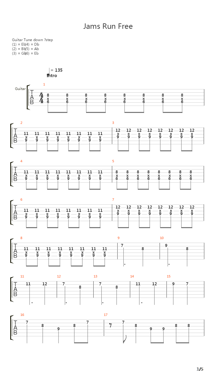 jams run free吉他谱