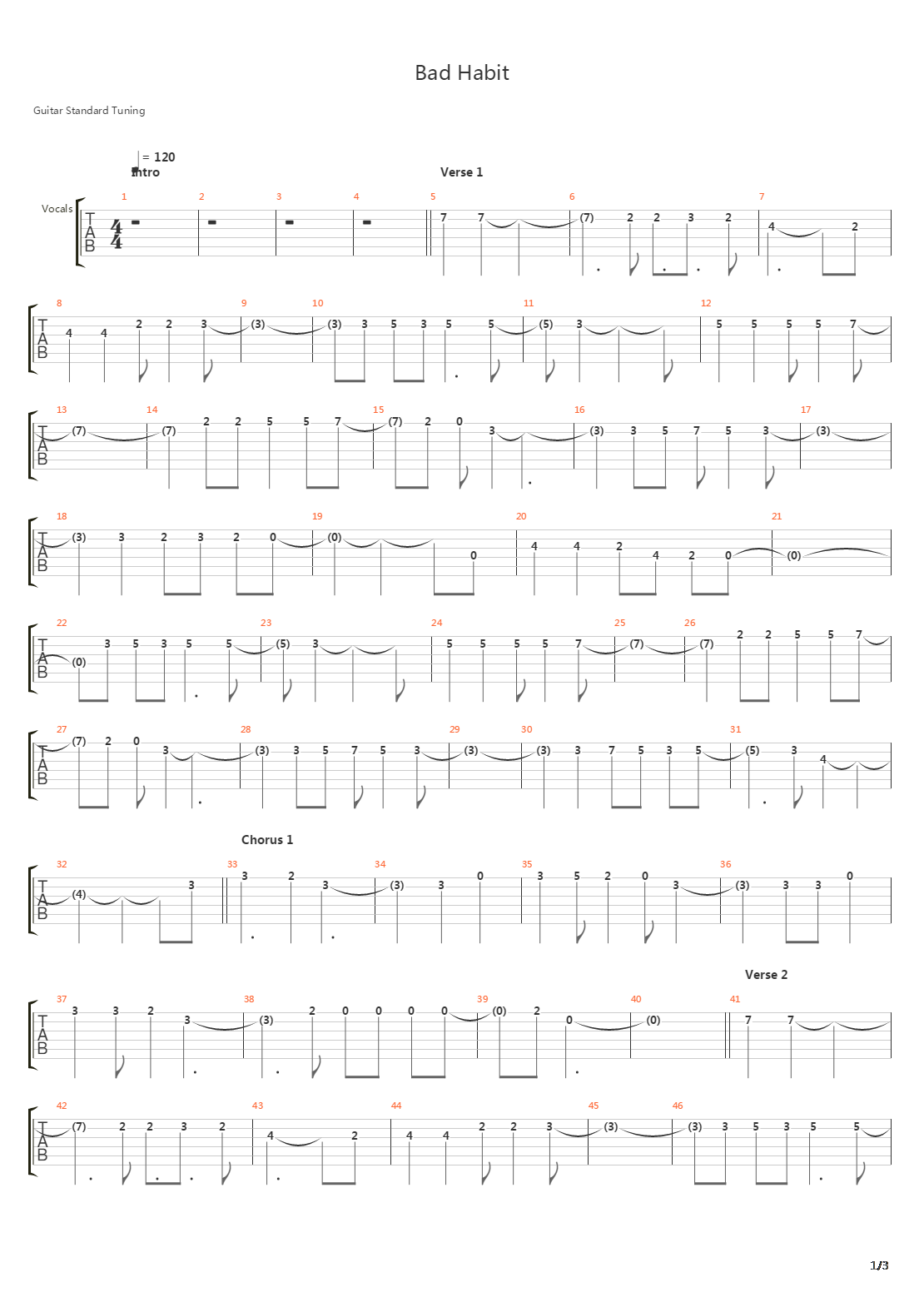 Bad Habit吉他谱