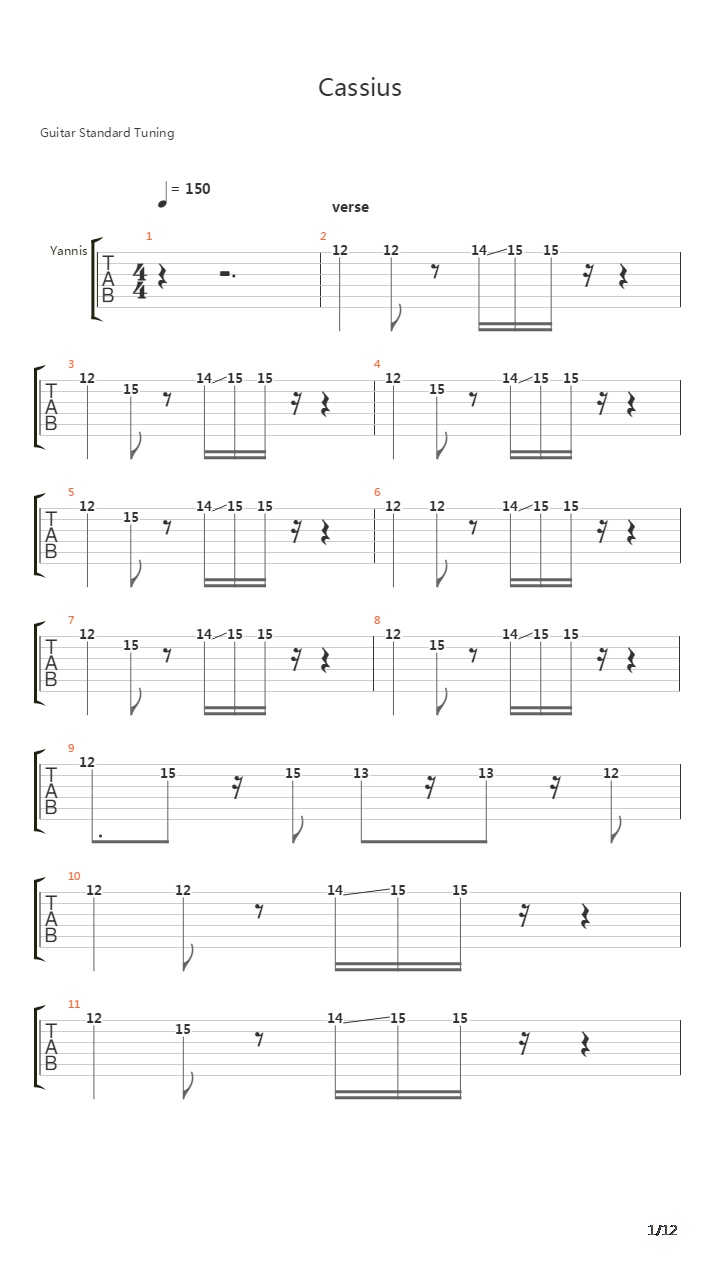 Cassius吉他谱