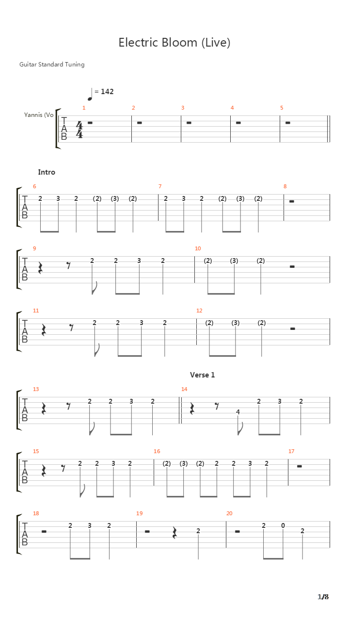 Electric Bloom吉他谱
