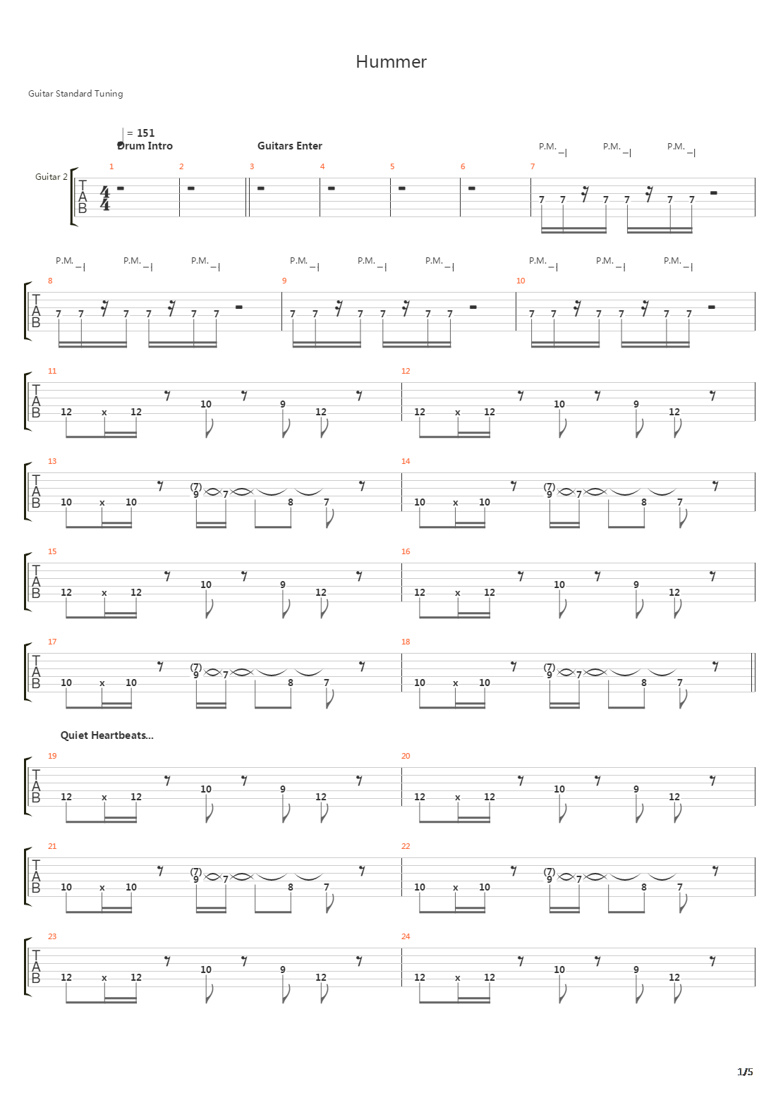 Hummer吉他谱