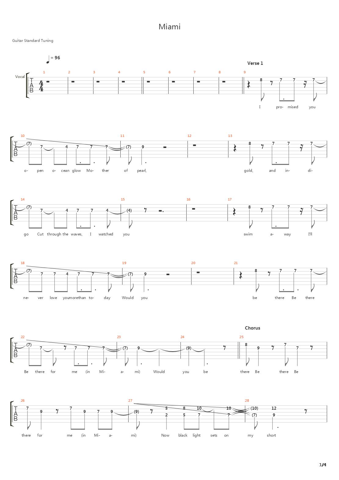 Miami吉他谱