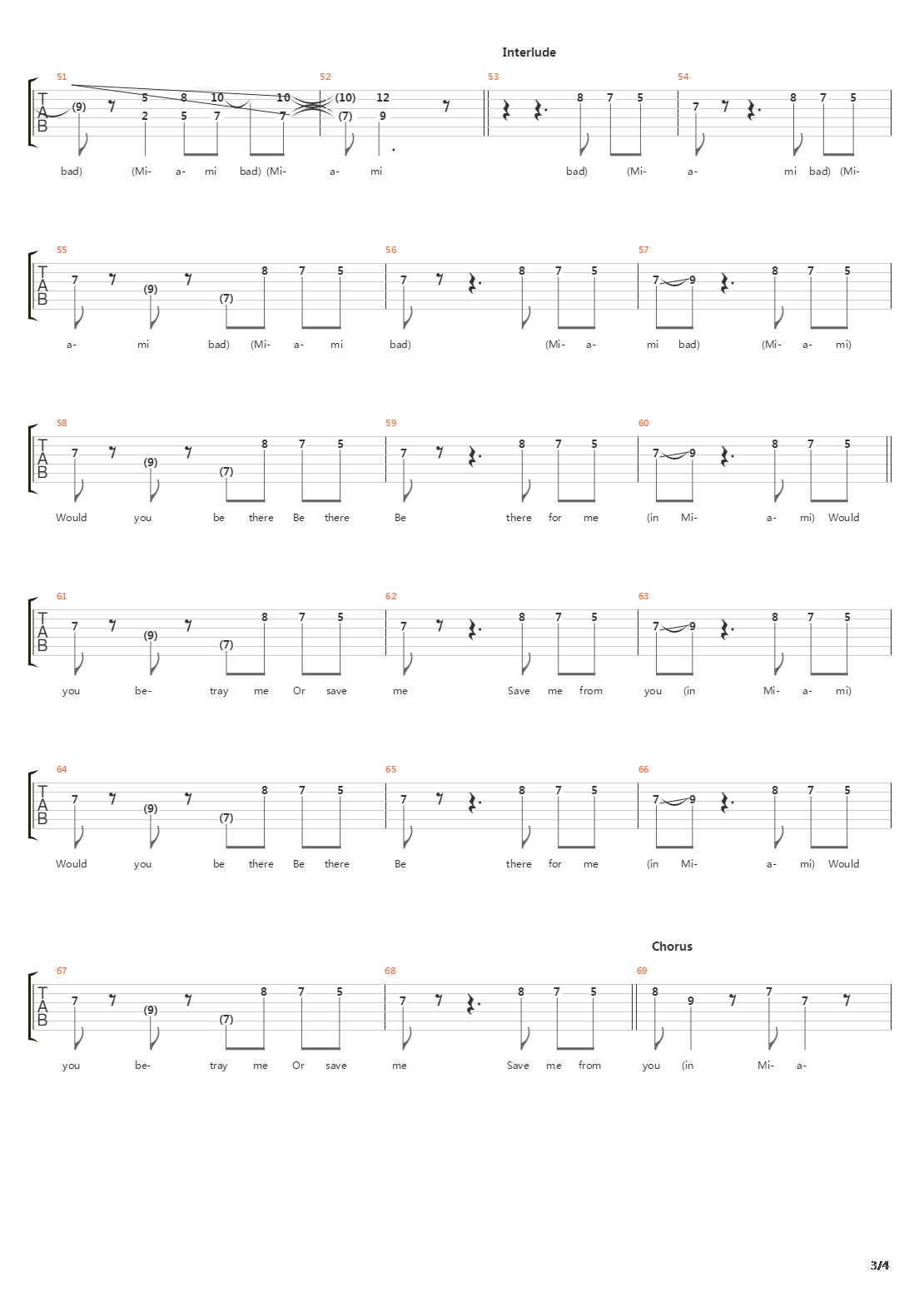 Miami吉他谱