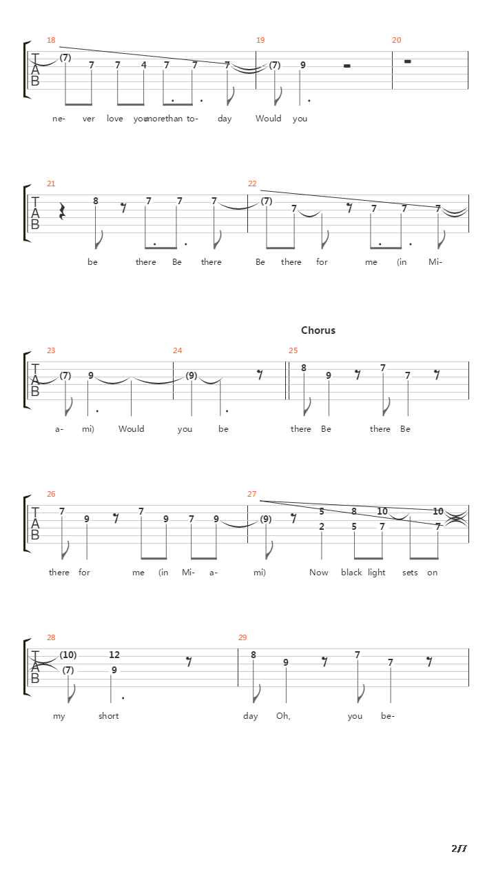 Miami吉他谱