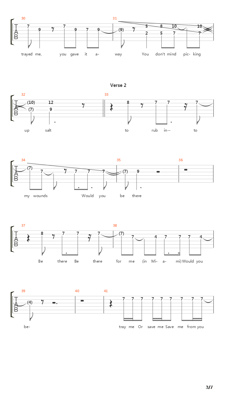 Miami吉他谱