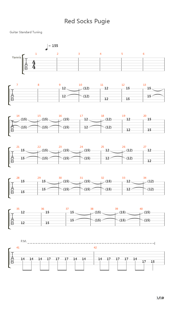 Red Socks Pugie吉他谱