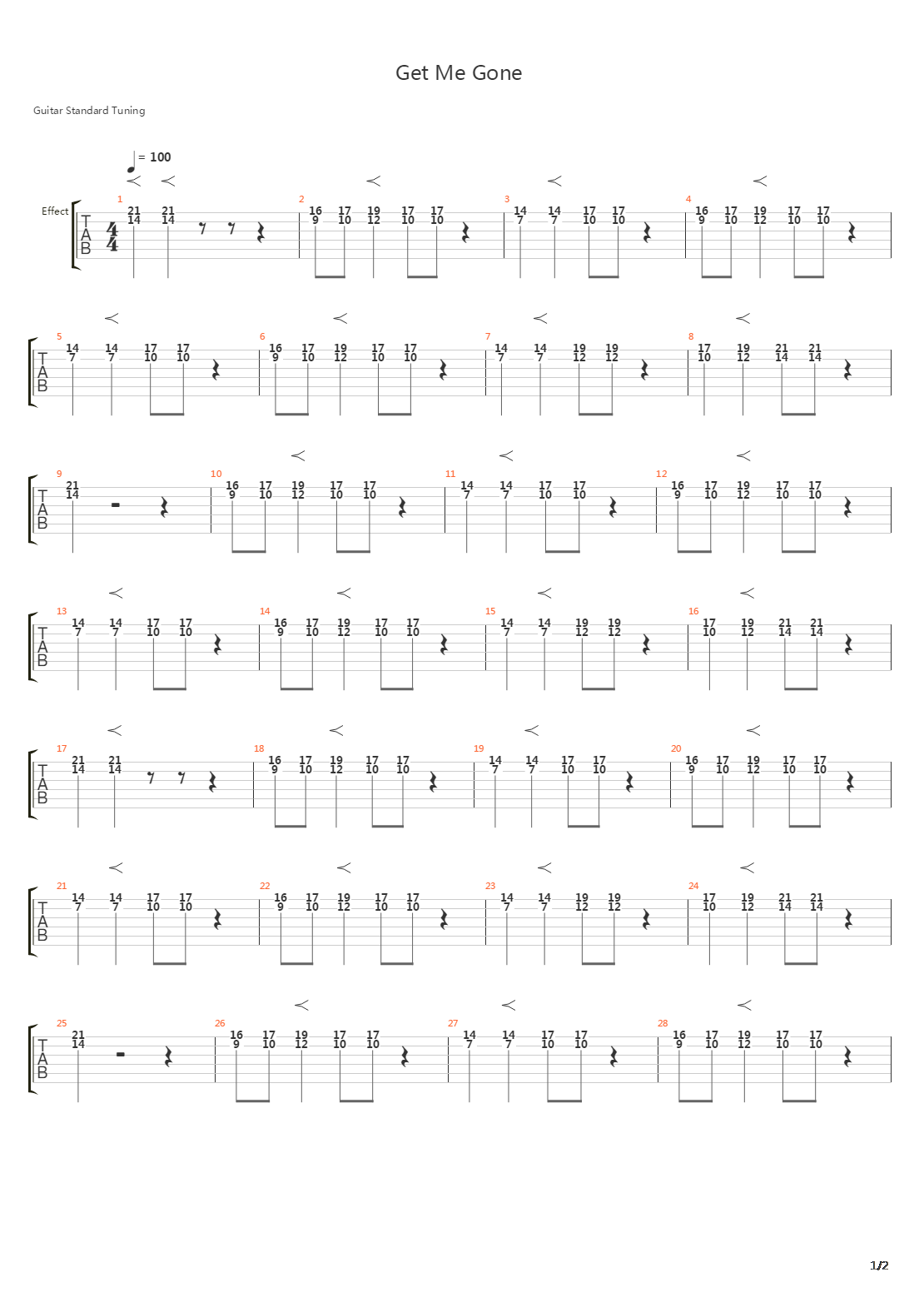Get Me Gone吉他谱
