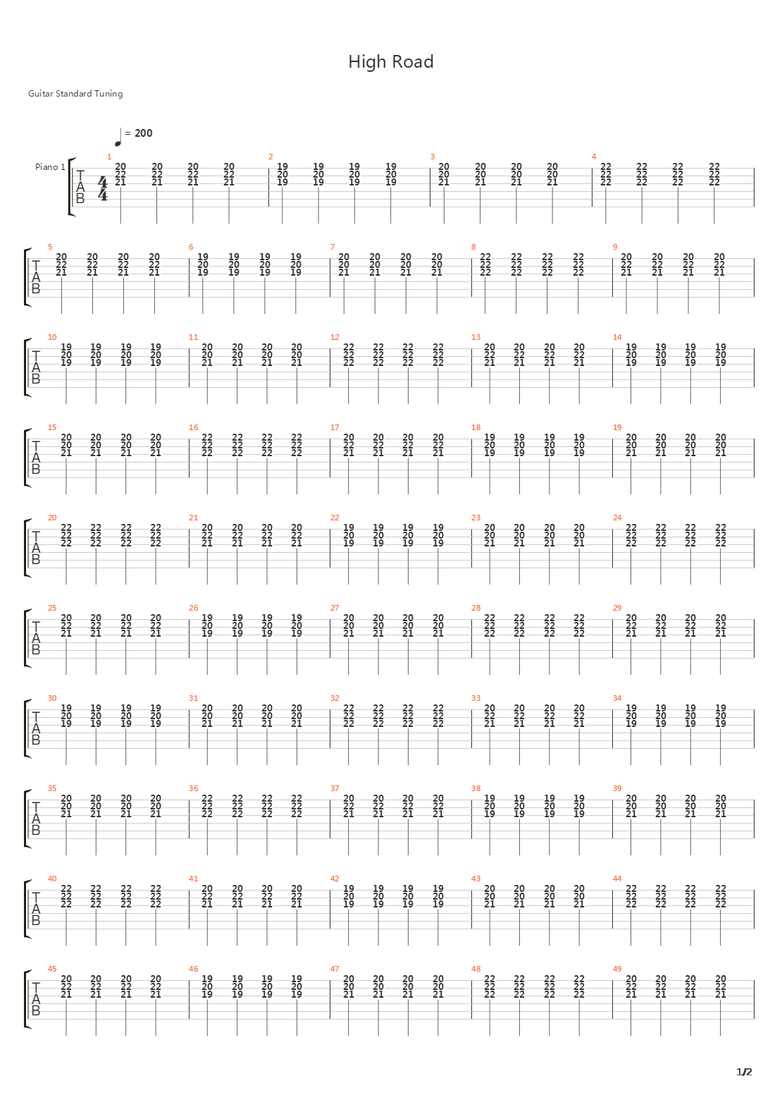 High Road吉他谱