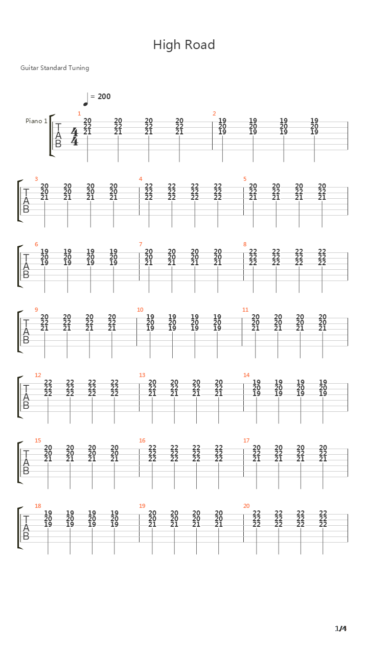 High Road吉他谱