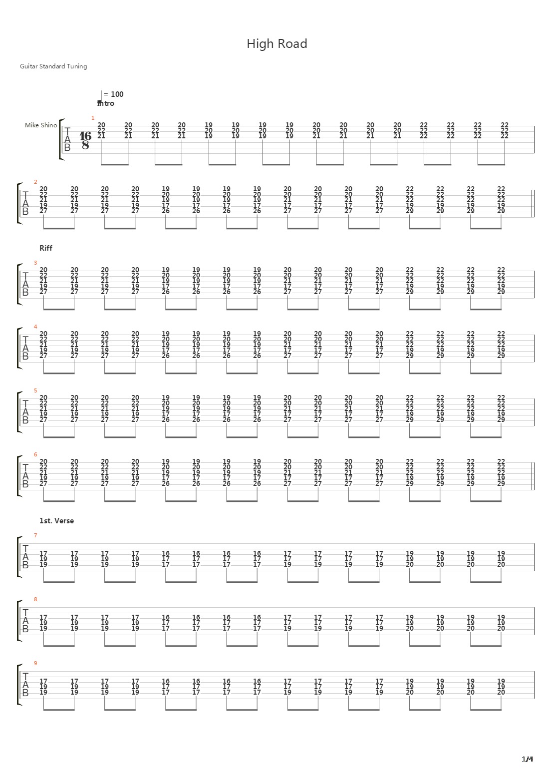 High Road吉他谱