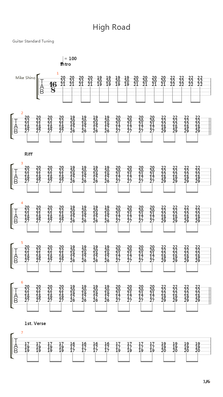 High Road吉他谱
