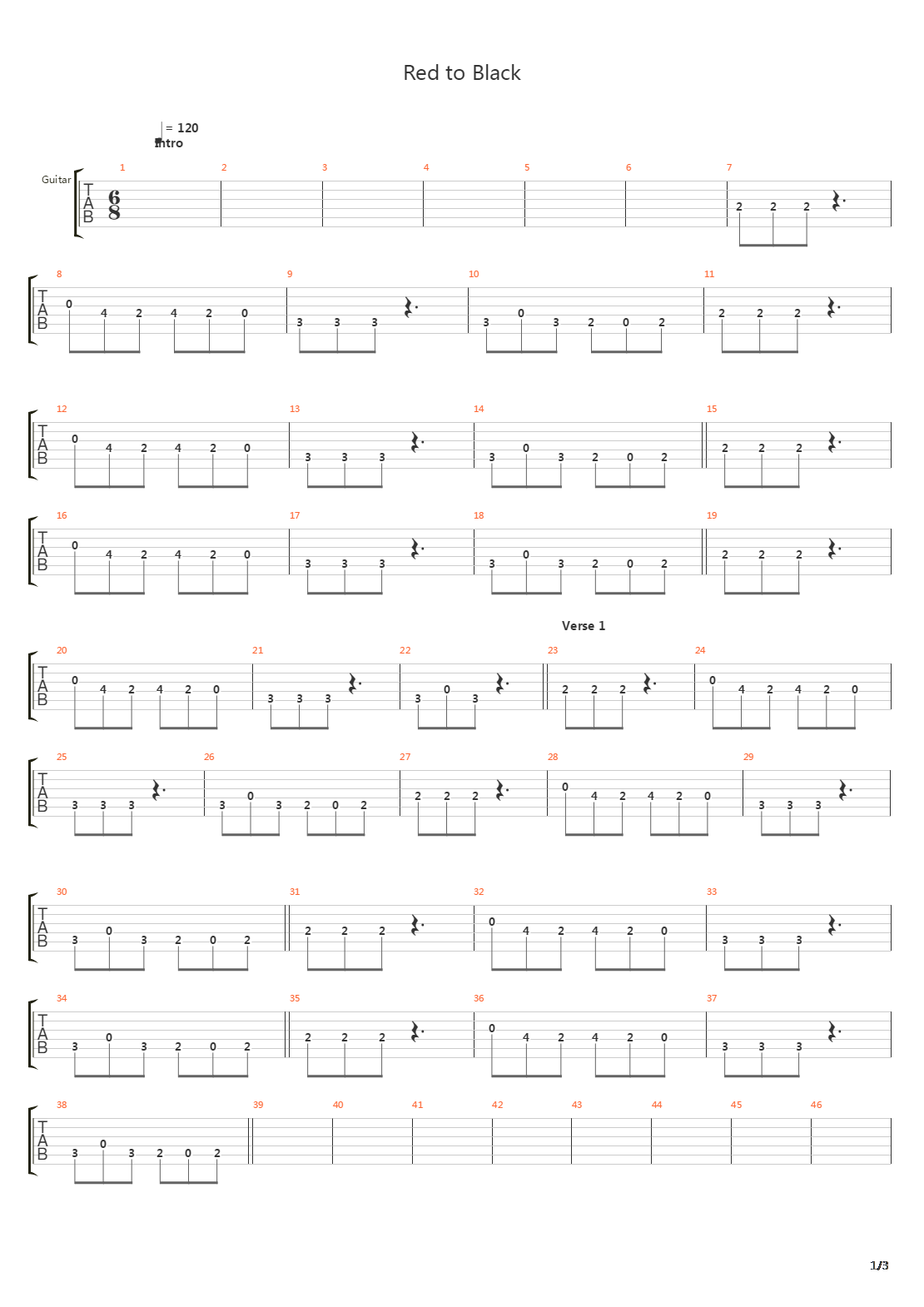 Red To Black吉他谱