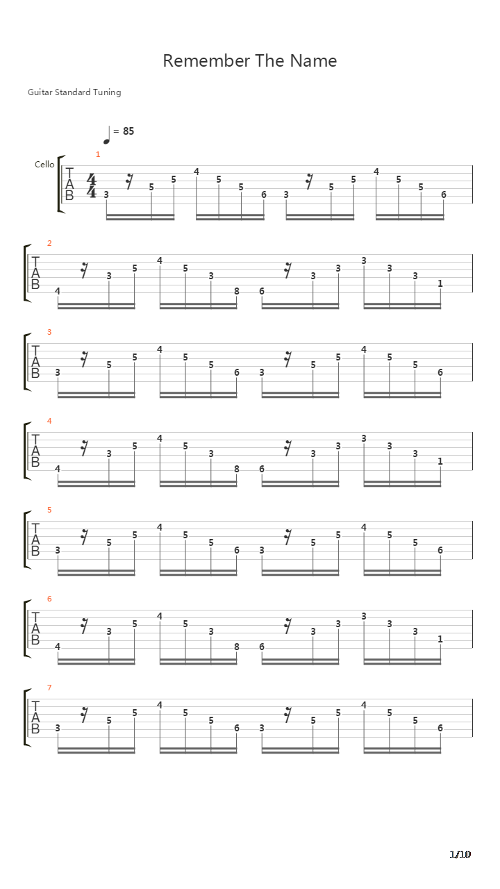 Remember The Name吉他谱