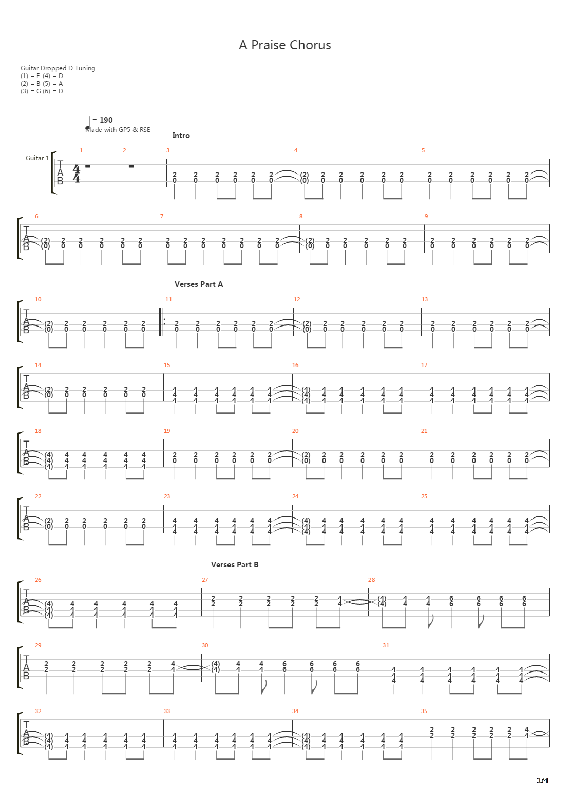 A Praise Chorus吉他谱